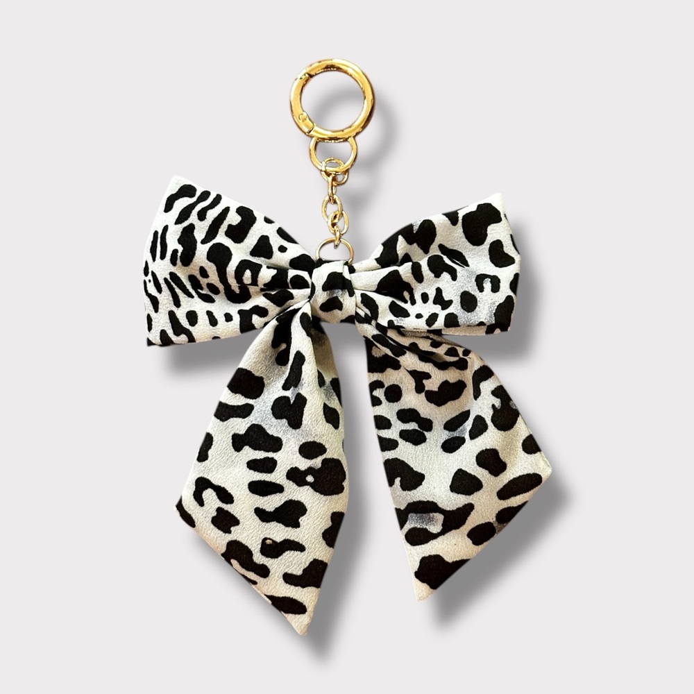 Leopard Print Bow Bag Charm Keychain